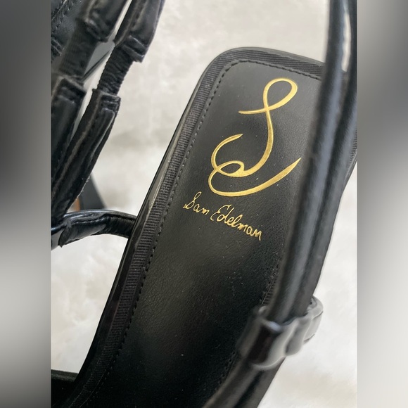 Sam Edelman Odette Cap Toe Slingback Pump Size 10.5 Black Pointed - Picture 4 of 11